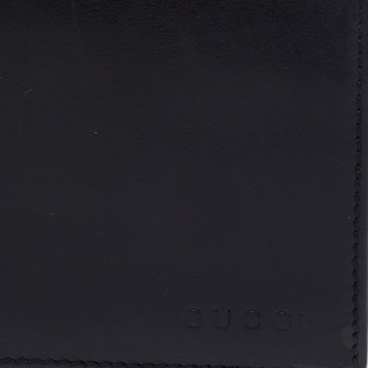 Pre Owned Gucci Black Leather Bifold Wallet 