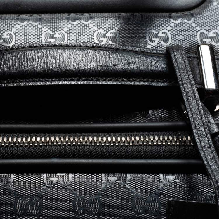 Pre Owned Gucci Black GG Imprime Canvas and Leather Trolley Suitcase