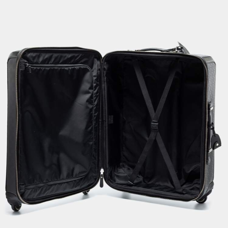 Pre Owned Gucci Black GG Imprime Canvas and Leather Trolley Suitcase