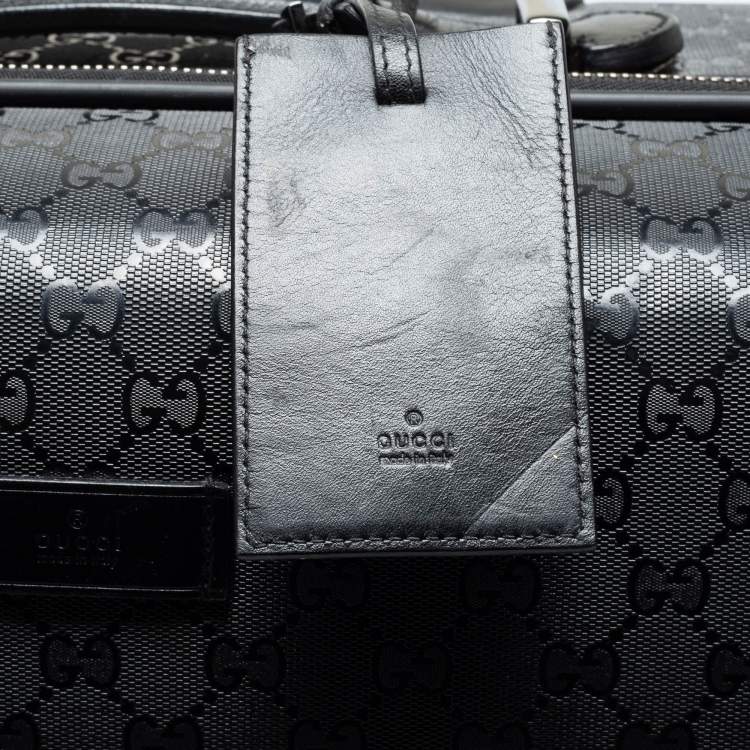 Pre Owned Gucci Black GG Imprime Canvas and Leather Trolley Suitcase