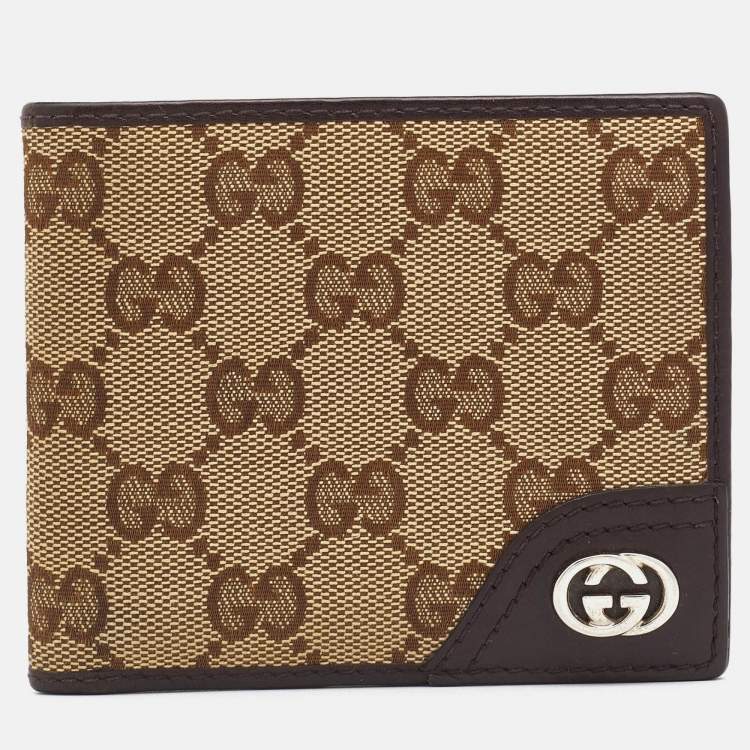 Gucci Beige Brown GG Canvas And Leather Bifold Wallet Gucci The   Luxury Men Gucci Used Bags P701423 001 