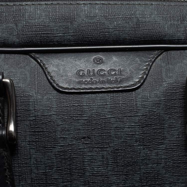 Pre Owned Gucci Black/Grey Guccissima Leather Laptop Bag