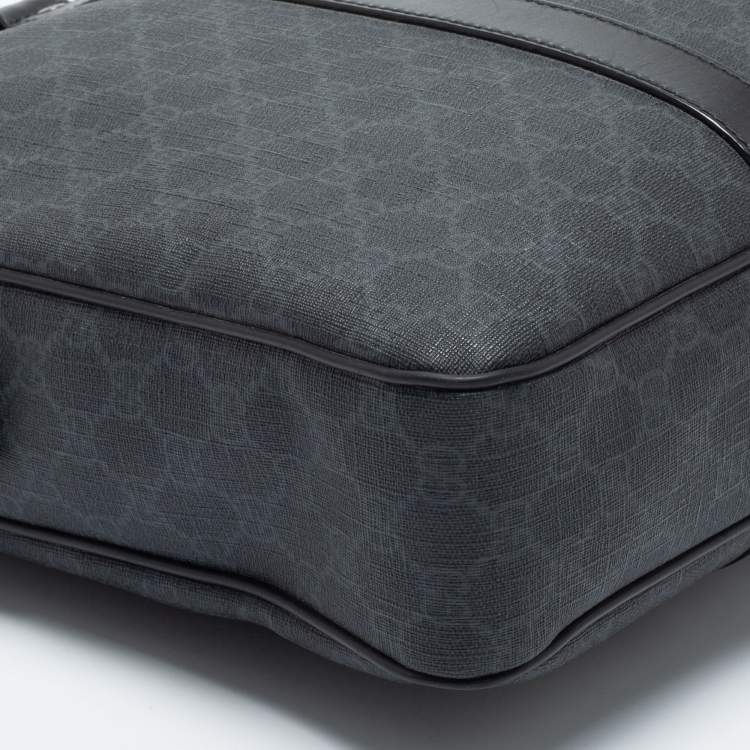 Pre Owned Gucci Black/Grey Guccissima Leather Laptop Bag