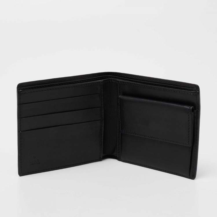 Pre Owned Gucci Black Guccissima Leather Bifold Wallet