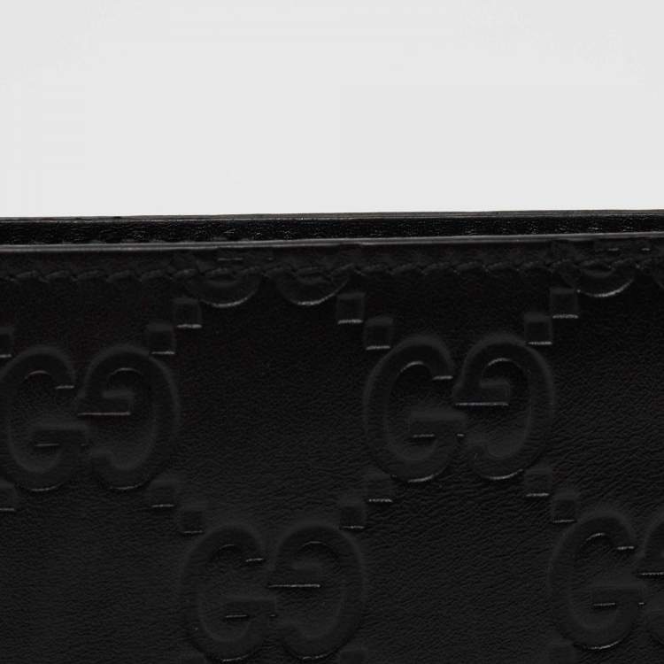 Pre Owned Gucci Black Guccissima Leather Bifold Wallet