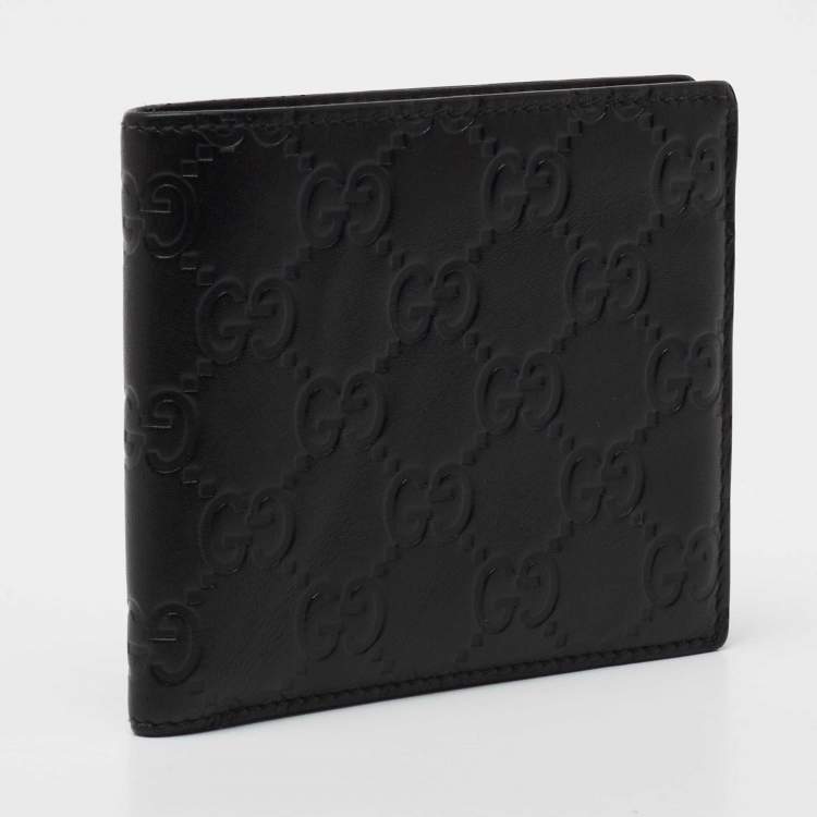 Pre Owned Gucci Black Guccissima Leather Bifold Wallet