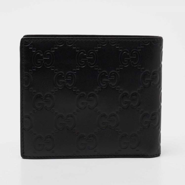 Pre Owned Gucci Black Guccissima Leather Bifold Wallet