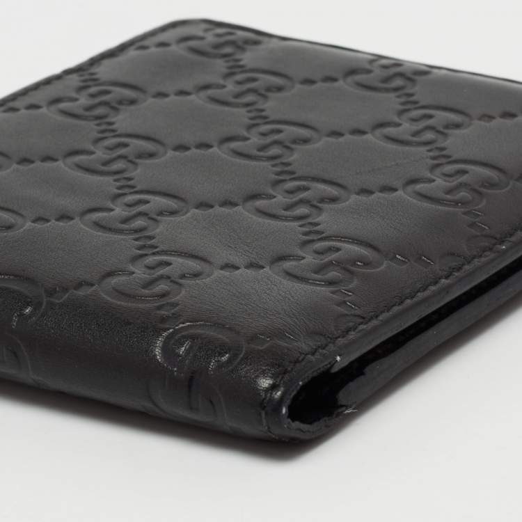 Pre Owned Gucci Black Guccissima Leather Bifold Wallet
