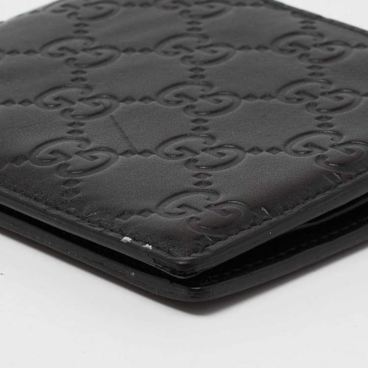 Pre Owned Gucci Black Guccissima Leather Bifold Wallet