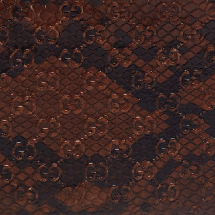 Pre Owned Gucci Brown Microguccissima Python Bifold Wallet