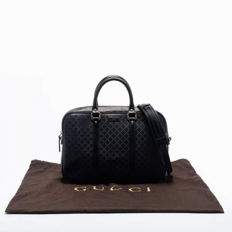 مملوكة مسبقًا Gucci Black Bright Diamante Leather Briefcase