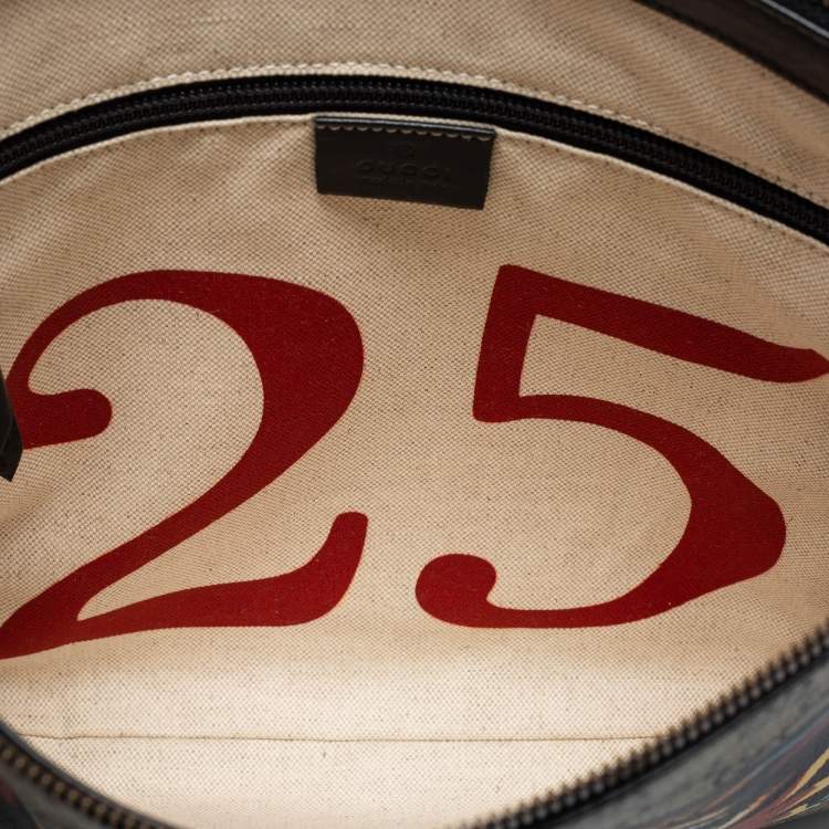 Pre Owned Gucci Beige/Black GG Supreme Canvas And Leather Angry Cat Print Flat Messenger Bag