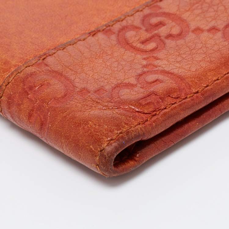 Pre Owned Gucci Orange Guccissima Leather Bifold Wallet