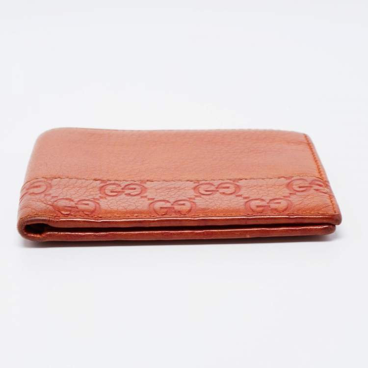 Pre Owned Gucci Orange Guccissima Leather Bifold Wallet