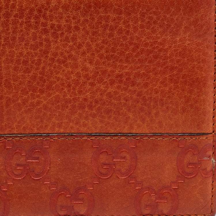 Pre Owned Gucci Orange Guccissima Leather Bifold Wallet
