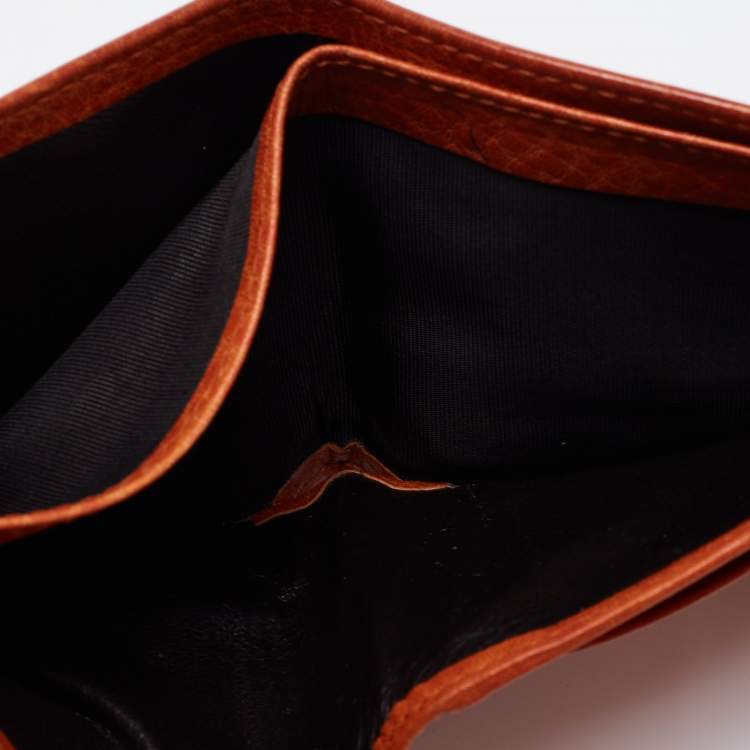 Pre Owned Gucci Orange Guccissima Leather Bifold Wallet