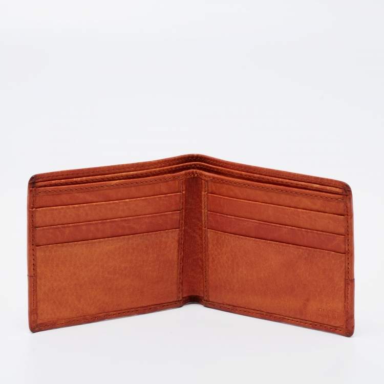 Pre Owned Gucci Orange Guccissima Leather Bifold Wallet