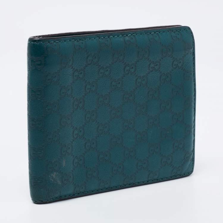 مملوكة مسبقًا Gucci Green Microguccissima Leather Bifold Wallet