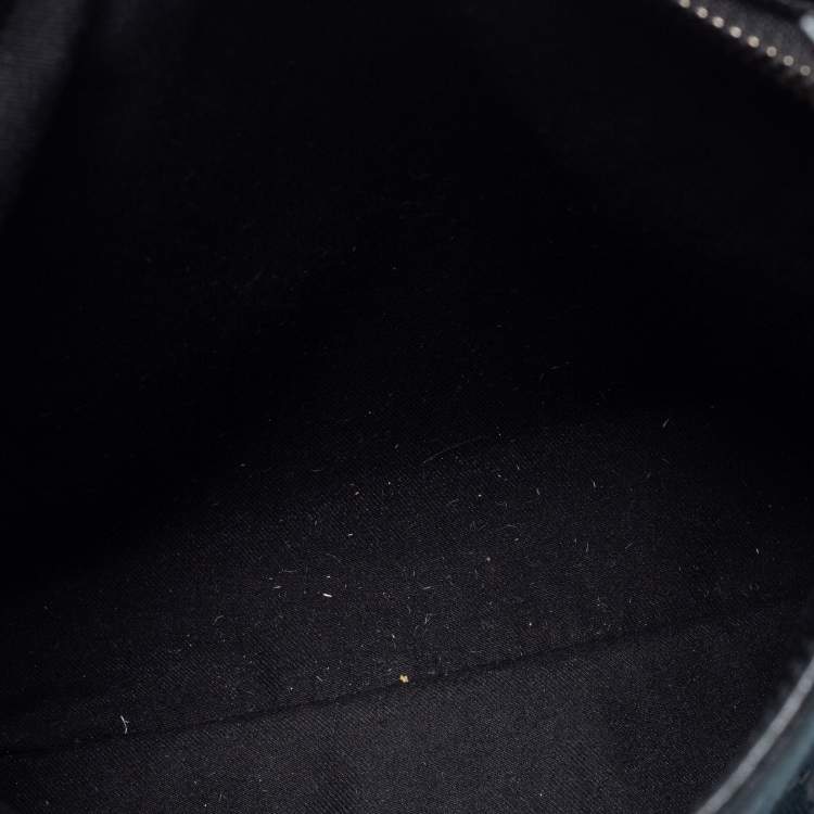 Pre Owned Gucci Black GG  Canvas And Leather Flat Messenger Bag