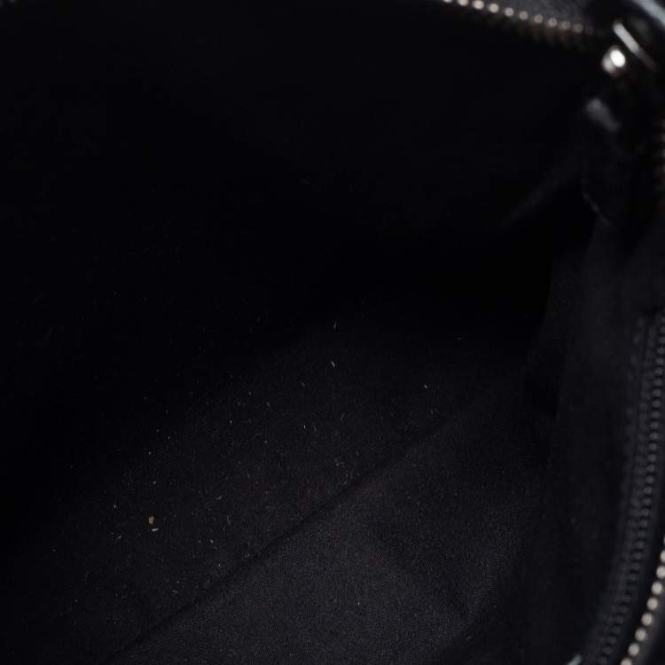 Pre Owned Gucci Black GG  Canvas And Leather Flat Messenger Bag