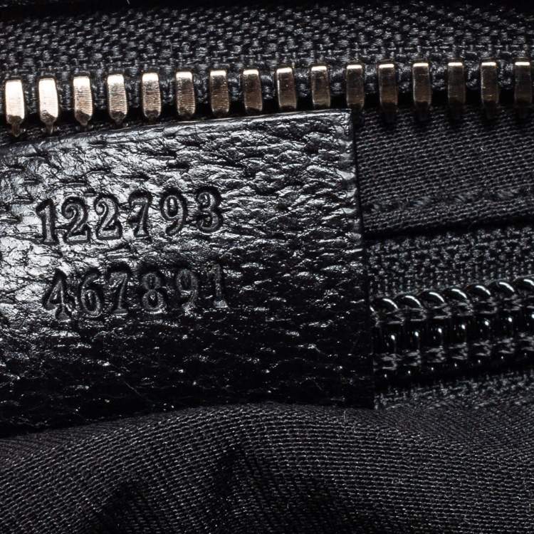 Pre Owned Gucci Black GG  Canvas And Leather Flat Messenger Bag