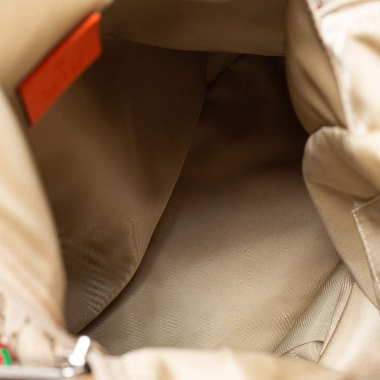 Pre Owned Gucci X The North Face Beige/Orange GG Canvas And Leather Backpack