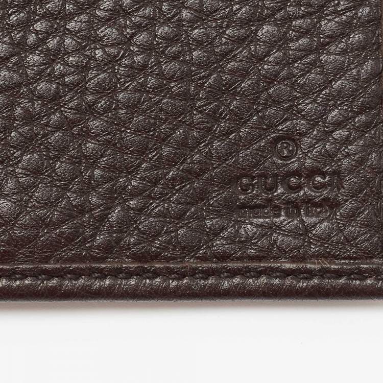 Pre Owned Gucci Brown Leather Web Interlocking G Bifold Wallet