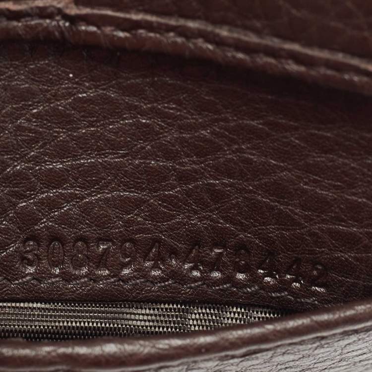 Pre Owned Gucci Brown Leather Web Interlocking G Bifold Wallet
