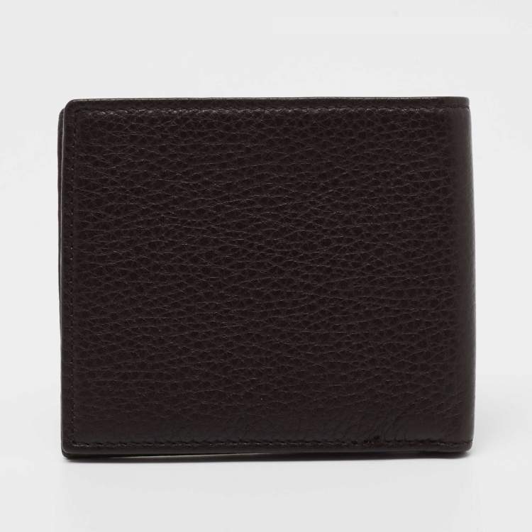 Pre Owned Gucci Brown Leather Web Interlocking G Bifold Wallet