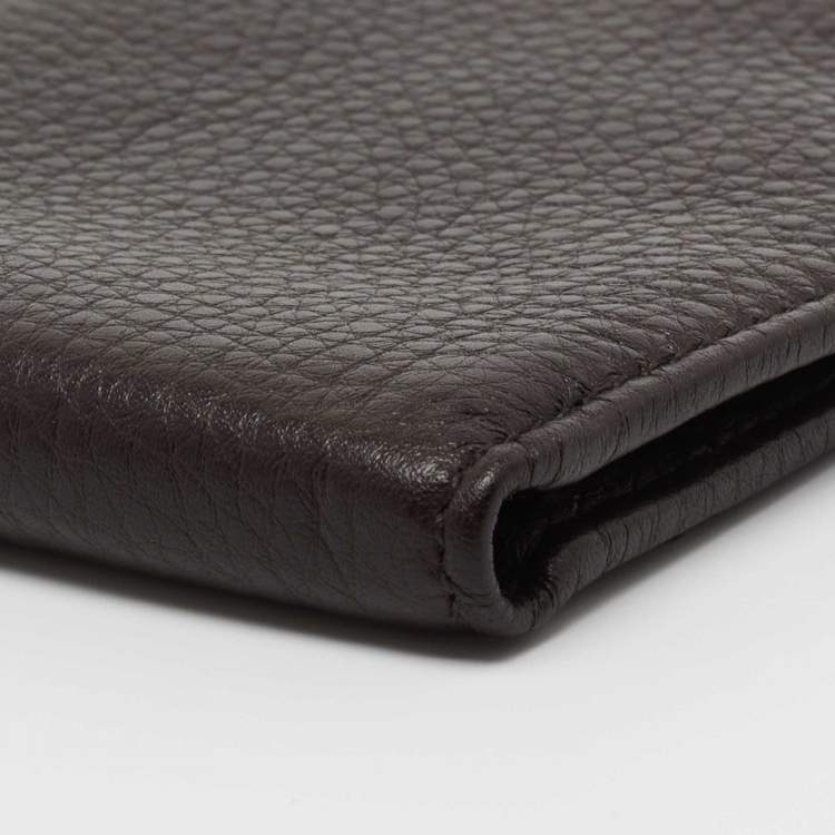 Pre Owned Gucci Brown Leather Web Interlocking G Bifold Wallet
