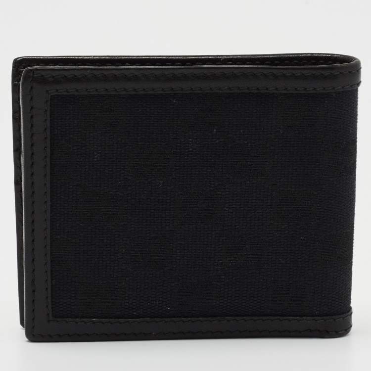 مملوكة مسبقًا Gucci Black GG Canvas and Leather Bifold Wallet