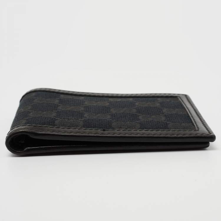 مملوكة مسبقًا Gucci Black GG Canvas and Leather Bifold Wallet