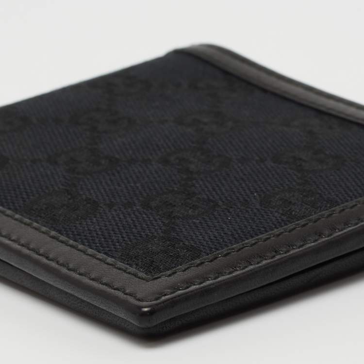 مملوكة مسبقًا Gucci Black GG Canvas and Leather Bifold Wallet