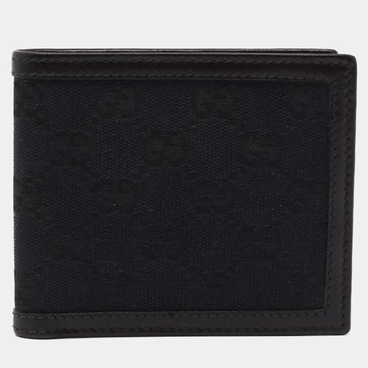 مملوكة مسبقًا Gucci Black GG Canvas and Leather Bifold Wallet