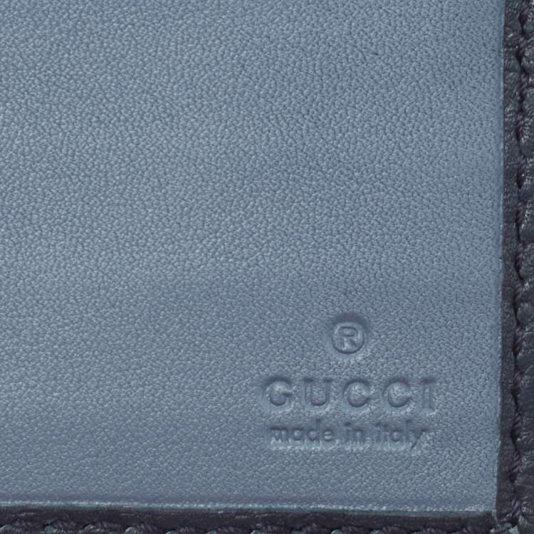 مملوكة مسبقًا Gucci Navy Blue Microguccissima Leather Bifold Wallet