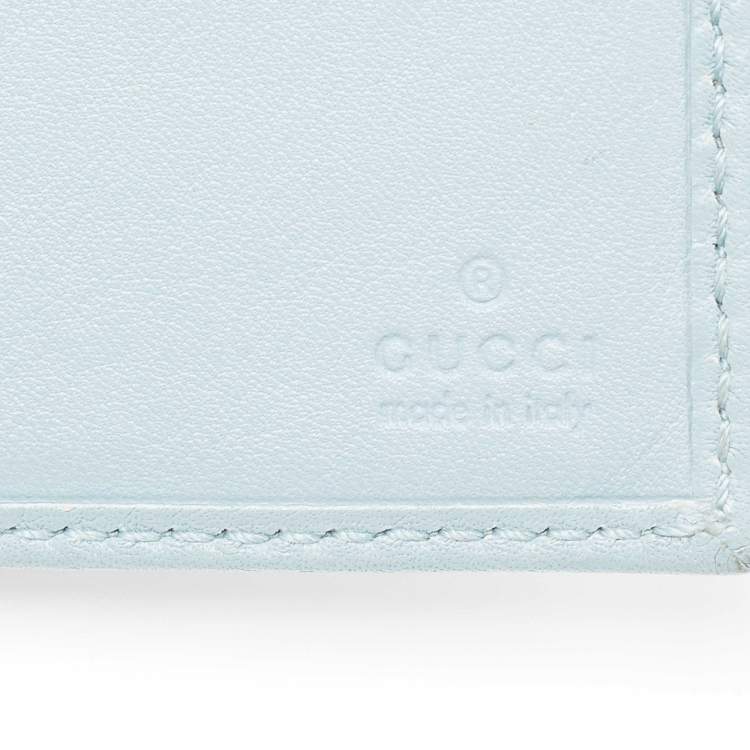 Pre Owned Gucci Blue Guccissima Leather Web Bifold Wallet