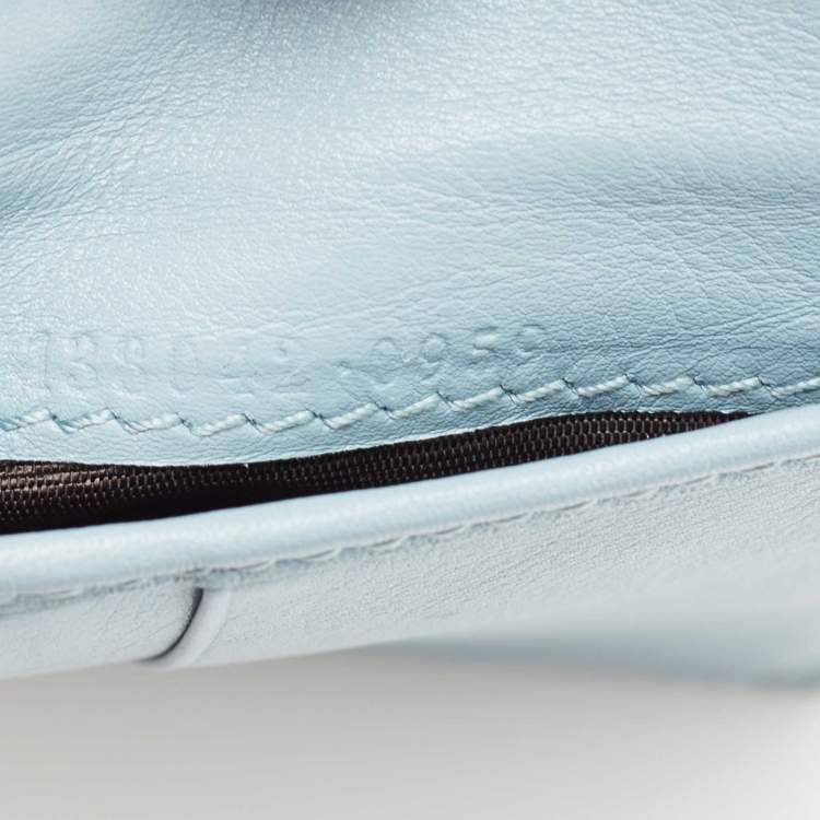 Pre Owned Gucci Blue Guccissima Leather Web Bifold Wallet