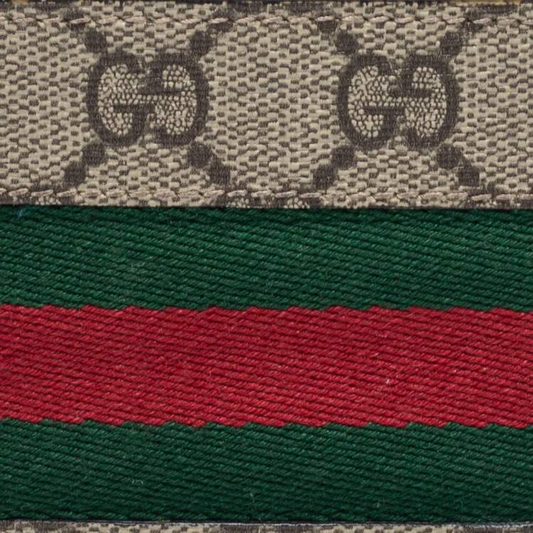 Pre Owned Gucci Beige GG Supreme Canvas Web Bifold Wallet 