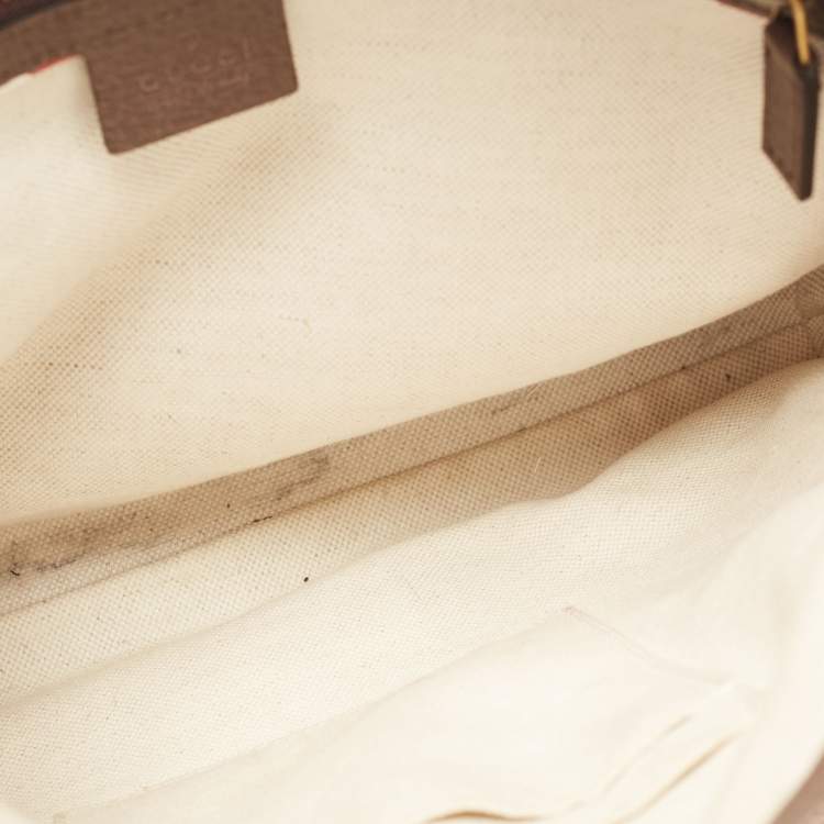 Pre Owned Gucci Beige/Brown Embroidered GG Supreme Canvas Medium Courrier Flat Messenger Bag