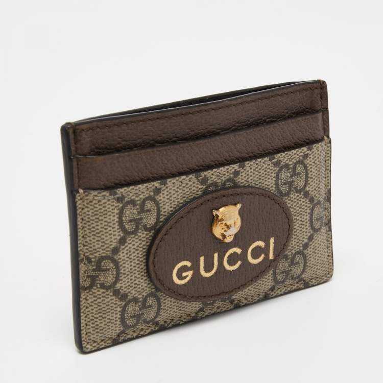Pre Owned Gucci Tricolor GG Supreme Canvas and Leather Neo Vintage Card Holder