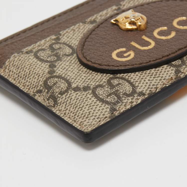 Pre Owned Gucci Tricolor GG Supreme Canvas and Leather Neo Vintage Card Holder