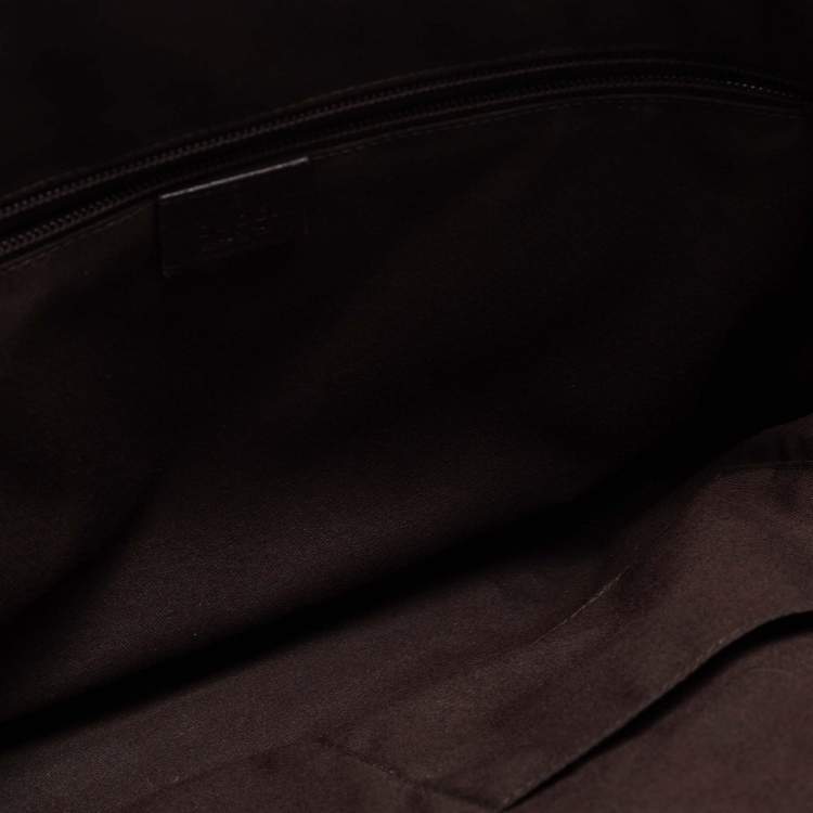 Pre Owned Gucci Brown/Beige GG Supremes Canvas and Leather Web Business Briefcase Bag