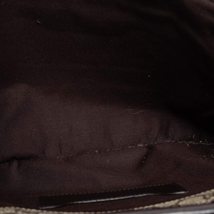 Pre Owned Gucci Brown/Beige GG Supremes Canvas and Leather Web Business Briefcase Bag
