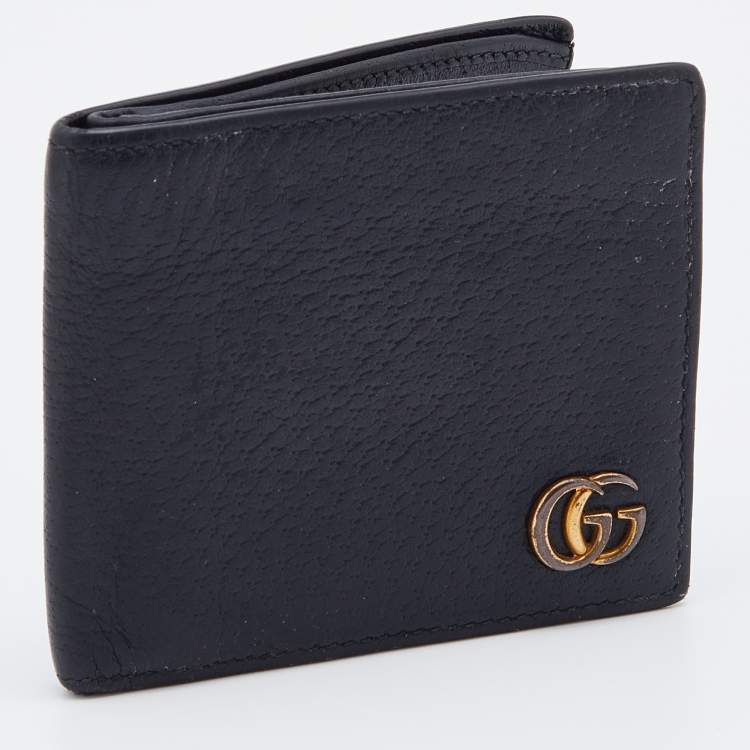 Pre Owned Gucci Black Leather GG Marmont Bifold Wallet