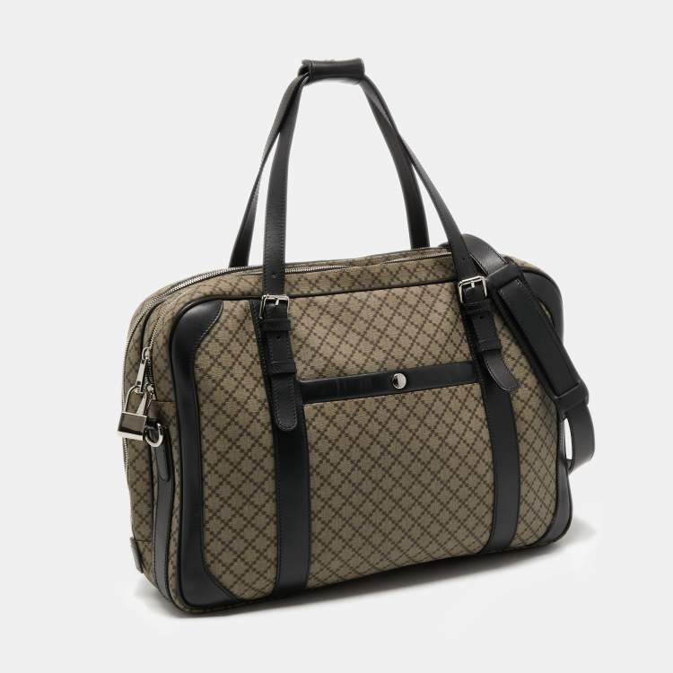 Pre Owned Gucci Beige/Ebony Diamante Supreme Canvas Brief Laptop Bag