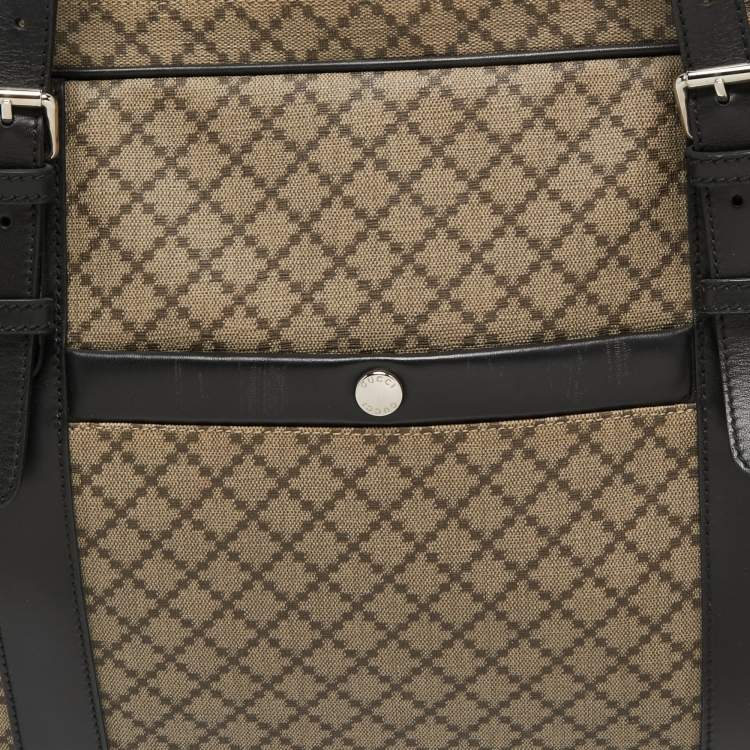 Pre Owned Gucci Beige/Ebony Diamante Supreme Canvas Brief Laptop Bag