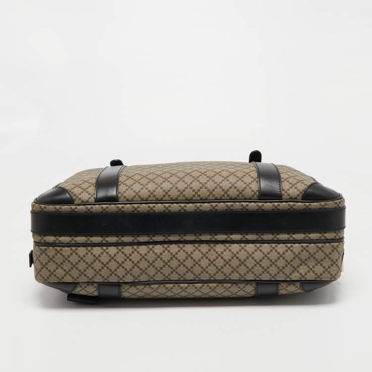 Pre Owned Gucci Beige/Ebony Diamante Supreme Canvas Brief Laptop Bag