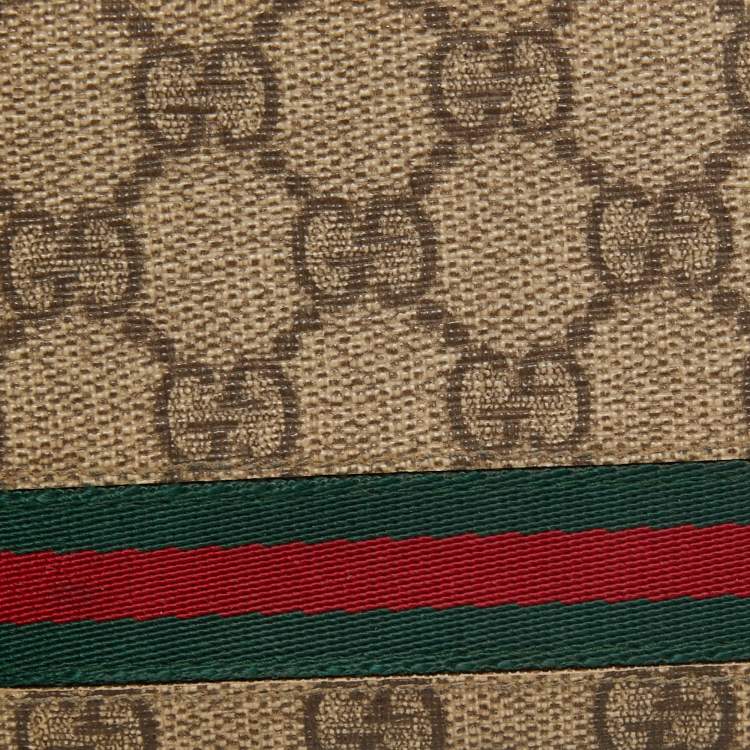 Pre Owned Gucci Beige/Dark Brown GG Supreme Canvas Web Bifold Wallet