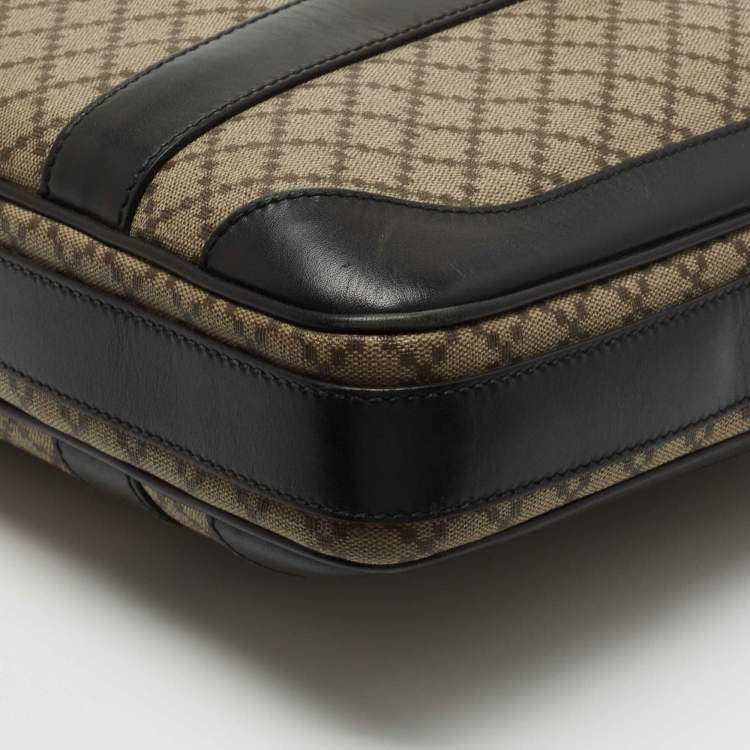 Pre Owned Gucci Beige/Ebony Diamante Supreme Canvas Brief Laptop Bag