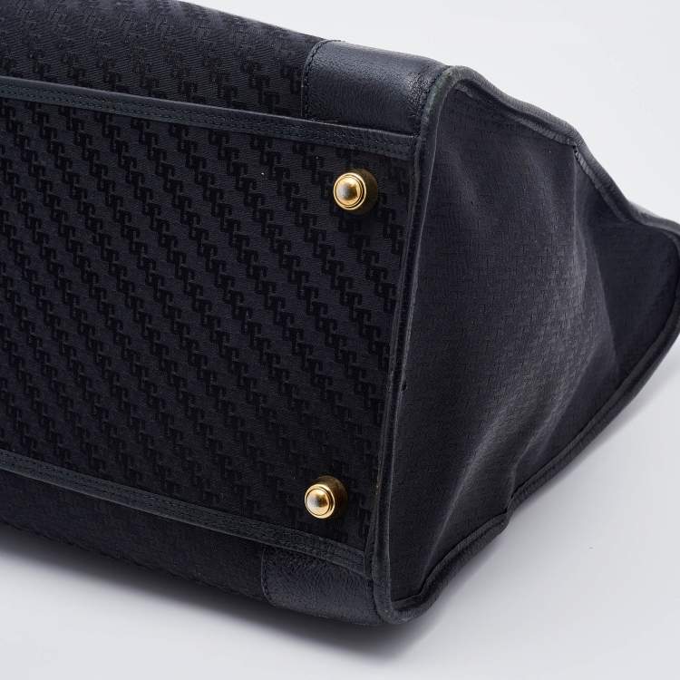 Pre Owned Gucci Black Canvas and Leather Vintage Travel Duffle Bag